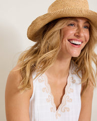 Mykonos Gauze Embroidered Coverup Dress - White