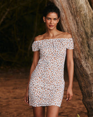 Leo Aloha Ruffle Off-the-Shoulder Spa Dress - Candied Pecan