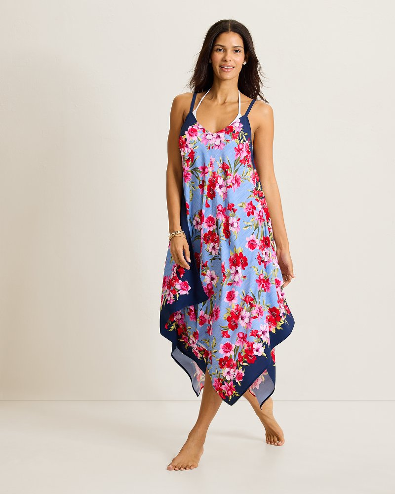 Chambray Beach Scarf Coverup Dress - Mare Navy
