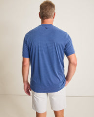 Bay Stripe V-Neck IslandZone T-Shirt - Bering Blue