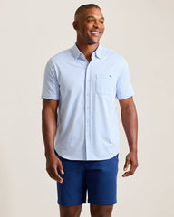 San Lucio Pico Stretch Knit Short-Sleeve Shirt - Dockside Blue