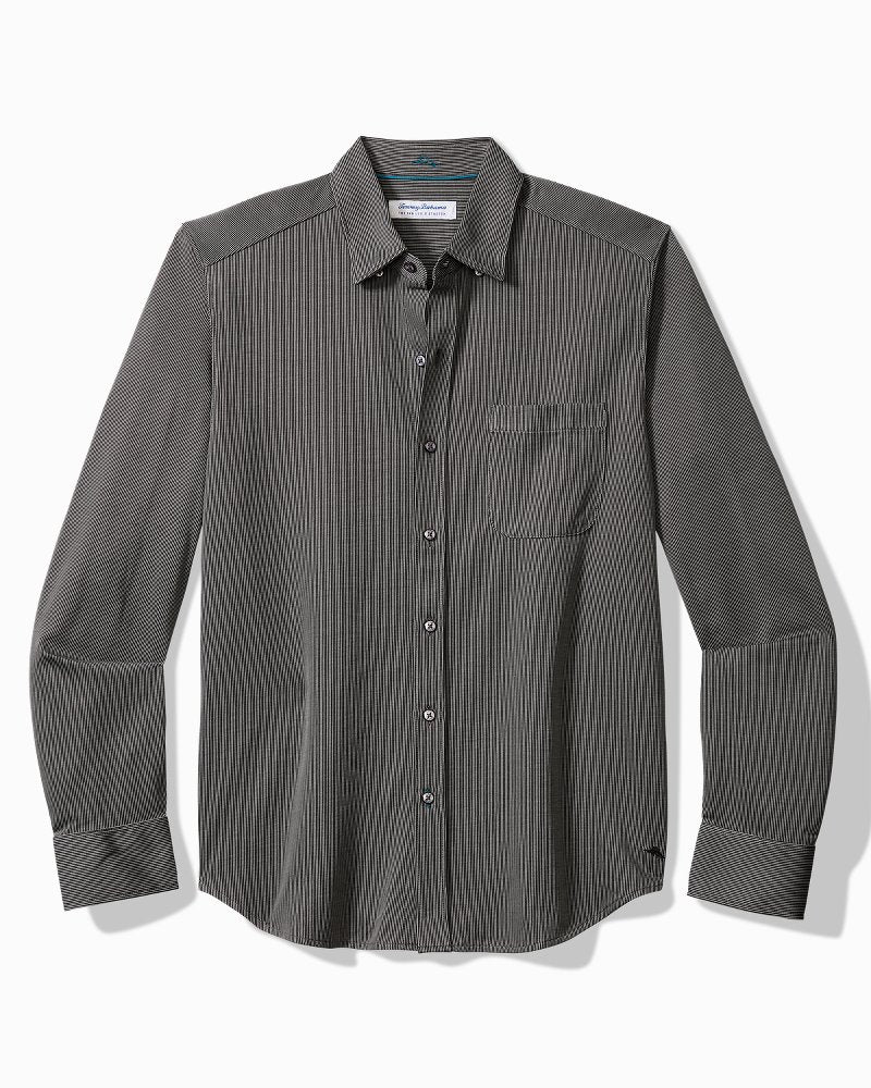 San Lucio Sol Stripe Stretch Knit Shirt - Coal