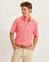 San Lucio Tides Flora Stretch Knit Shirt - Pure Coral