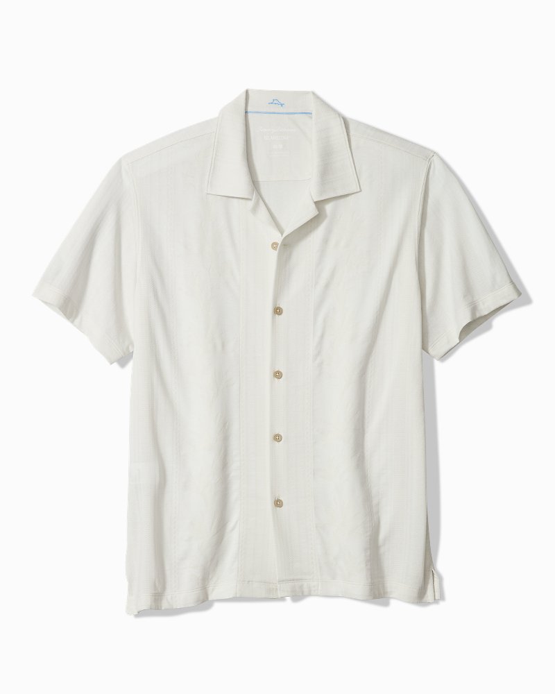 Palm Fresco Beach Border IslandZone® Camp Shirt - Coconut
