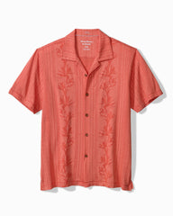 Palm Fresco Beach Border IslandZone® Camp Shirt - Spiced Crimson