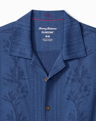 Palm Fresco Beach Border IslandZone® Camp Shirt - Carbon Navy