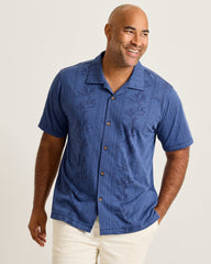 Palm Fresco Beach Border IslandZone® Camp Shirt - Carbon Navy