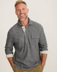 Penn Cove Long-Sleeve Polo - Charcoal Heather