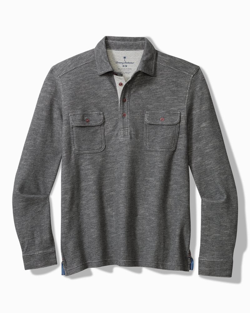 Penn Cove Long-Sleeve Polo - Charcoal Heather