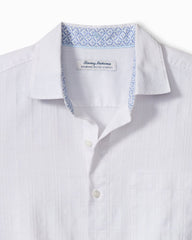 Barbados Breeze Playa Plaid Stretch-Linen Shirt - White