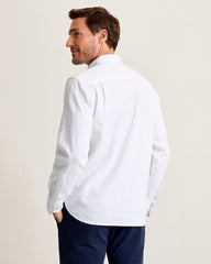 Barbados Breeze Playa Plaid Stretch-Linen Shirt - White