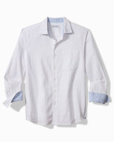 Barbados Breeze Playa Plaid Stretch-Linen Shirt - White