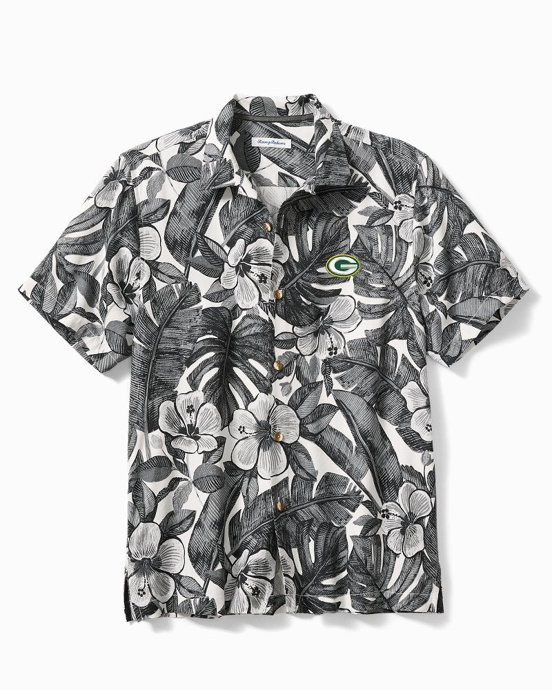 NFL Floral Lush Silk Camp Shirt - green_bay_packers