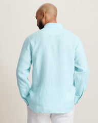 Lennox Linen Long-Sleeve Shirt - Blue Radiance
