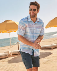 Sand Linen Sicily Stripe Shirt - Island Sunset