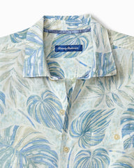 Sand Linen Grand Monstera Shirt - Blue Whisper