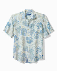 Sand Linen Grand Monstera Shirt - Blue Whisper