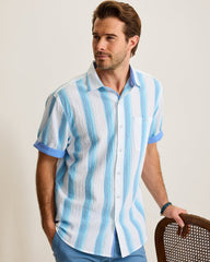 Nova Wave Marina Stripe Cotton-Blend Shirt - Kohala Teal