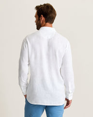 Paradisio Plaid Linen Long-Sleeve Shirt - White