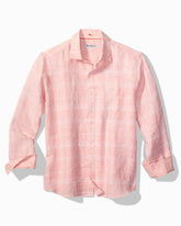 Paradisio Plaid Linen Long-Sleeve Shirt - Passion Peach