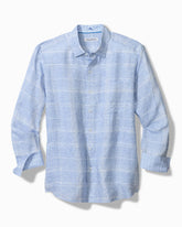 Paradisio Plaid Linen Long-Sleeve Shirt - Light Sky