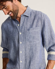 Paradise Breezer Linen Long-Sleeve Shirt - Island Navy