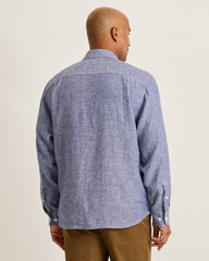 Paradise Breezer Linen Long-Sleeve Shirt - Island Navy