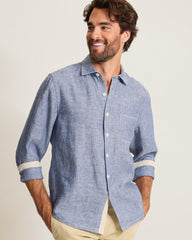 Paradise Breezer Linen Long-Sleeve Shirt - Island Navy