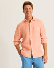 Paradise Breezer Linen Long-Sleeve Shirt - Peach Parrot