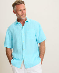 Paradise Breezer Linen Short-Sleeve Shirt - Blue Radiance