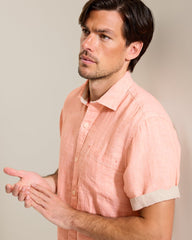 Paradise Breezer Linen Short-Sleeve Shirt - Peach Parrot
