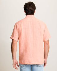 Paradise Breezer Linen Short-Sleeve Shirt - Peach Parrot