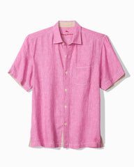 Paradise Breezer Linen Short-Sleeve Shirt - Pink Umbrella