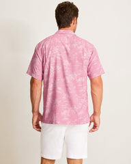 Coastal Ease Palm Visions IslandZone Camp Shirt - Deep Rose