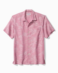 Coastal Ease Palm Visions IslandZone Camp Shirt - Deep Rose