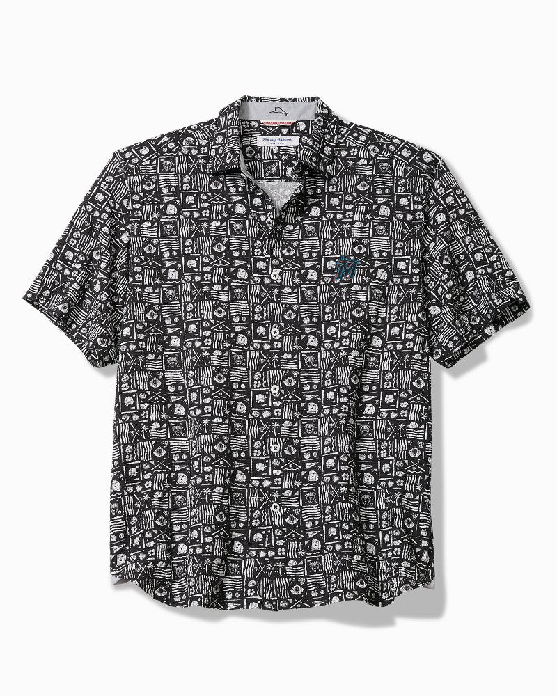 MLB Nova Wave Ballpark Batik Cotton-Blend Shirt - miami_marlins