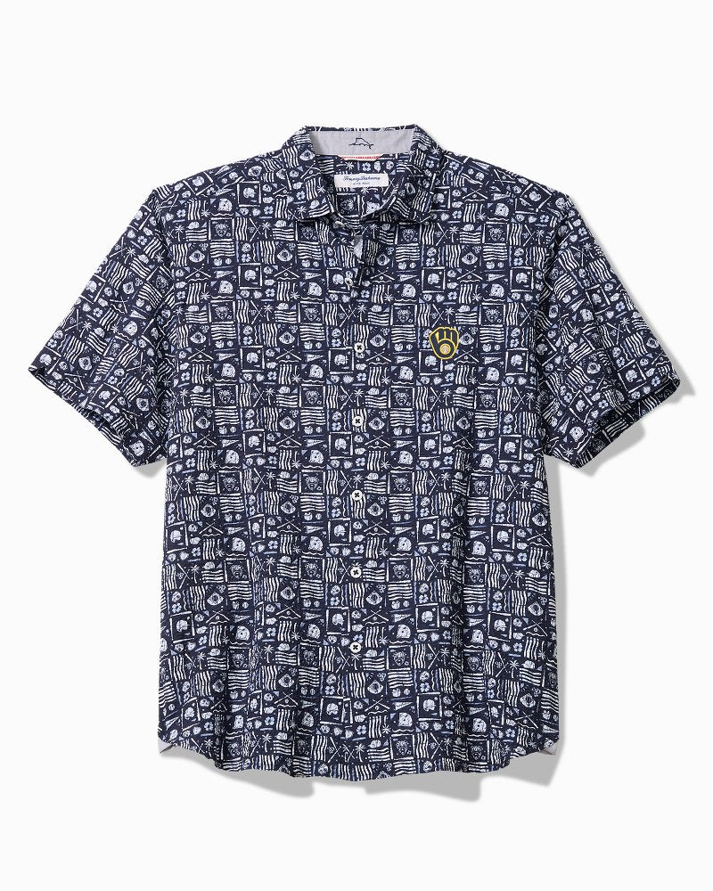 MLB Nova Wave Ballpark Batik Cotton-Blend Shirt - milwaukee_brewers