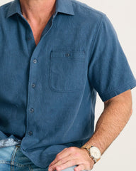 Breeze Island Cotton Short-Sleeve Shirt - Bering Blue