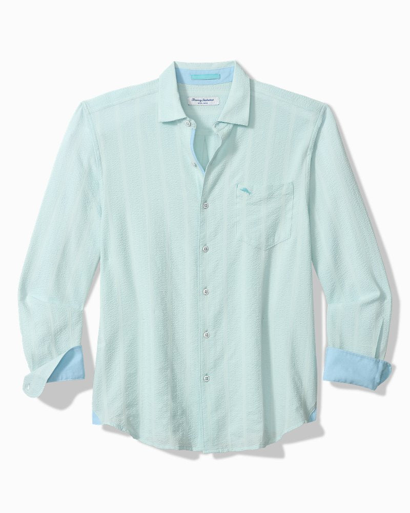 Nova Wave Cotton-Blend Long-Sleeve Shirt - Dusty Aqua