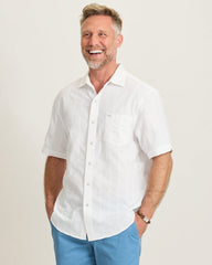 Nova Wave Cotton-Blend Short-Sleeve Shirt - White