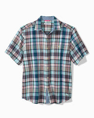 Barbados Breeze Tavira Check Stretch-Linen Shirt - Rococo Blue