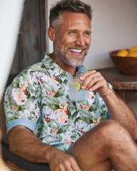 Nova Wave Blue Sky Vines Cotton-Blend Shirt - Dew Drop