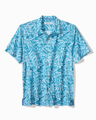 Coastal Ease Aqua Flora IslandZone Camp Shirt - Milky Blue
