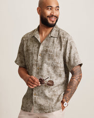 Bamboo Weave Silk Camp Shirt - Chinchilla