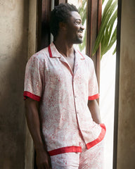 Frond Horizons Silk Camp Shirt - Baked Apple