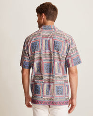 Coastal Ease Tropic Tapestry IslandZone Camp Shirt - Sanibel Blue