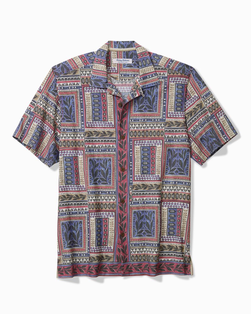 Coastal Ease Tropic Tapestry IslandZone Camp Shirt - Sanibel Blue