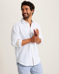 The Marlin Bar Breezer Linen Long-Sleeve Shirt - Blue Stream