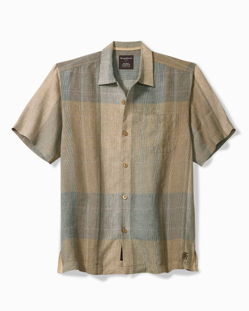 Baird McNutt Castlebar Check Linen Camp Shirt - Med Khaki