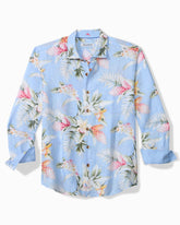 Ginger Flowers Linen Long-Sleeve Shirt - Seabank Sky